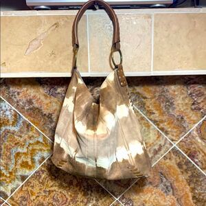 Country Western Rodeo Hobo Tie Dyed Leather Shoulder Bag Purse